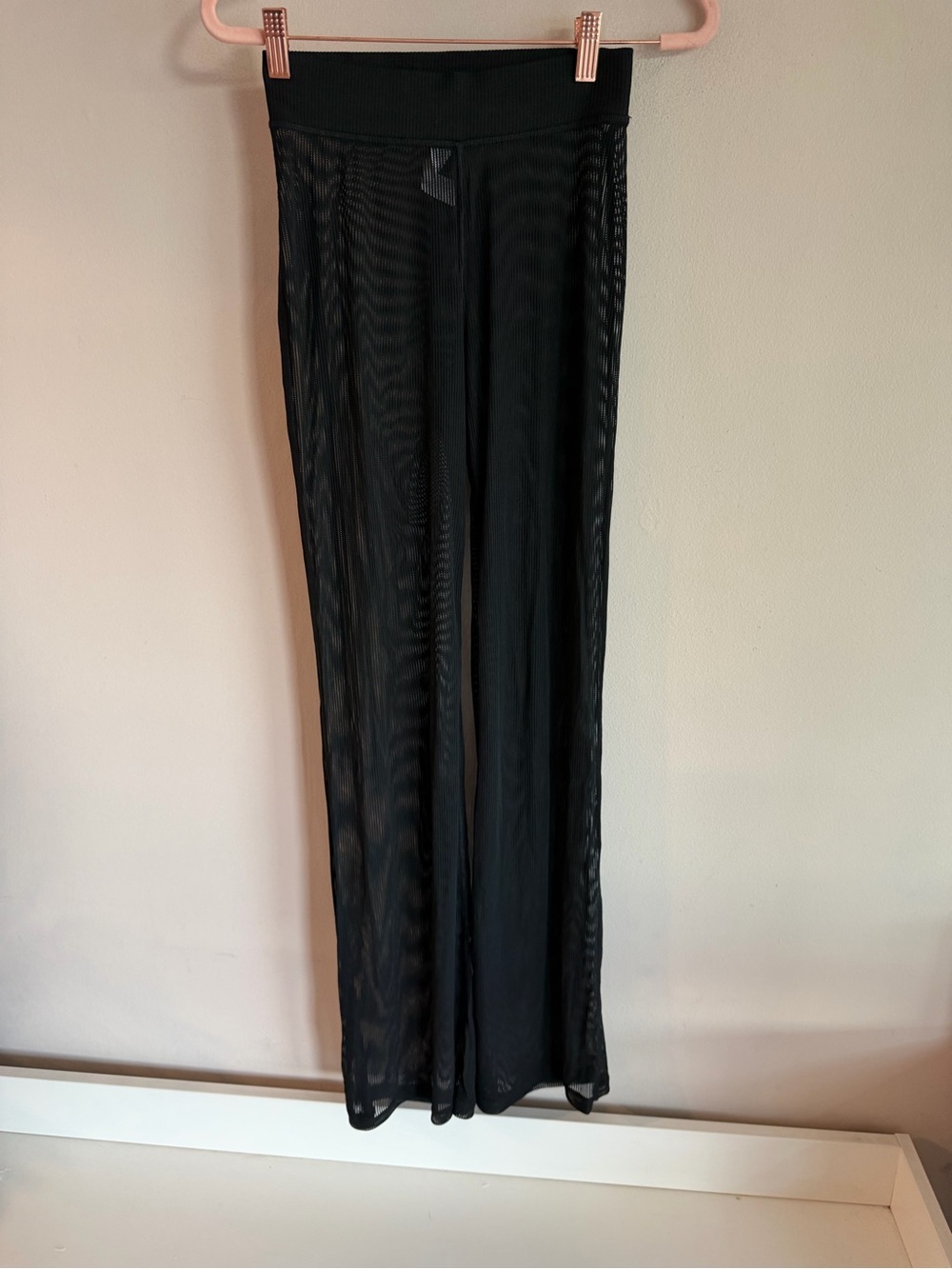 ALO Yoga Black Wide-Leg Mesh Pants